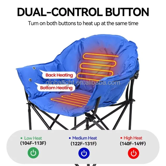 Portable 500lbs Capacity Moon Saucer Heated Camping Chair With 3 Heat
