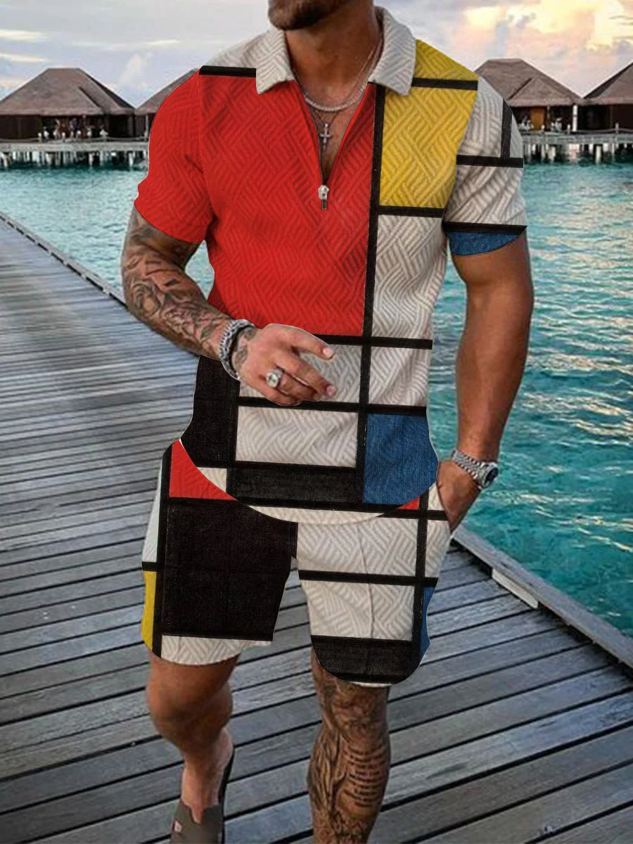 M9041 Groothandel Zomer Mannen Sport Trainingspakken 2 Stuks T-shirts Shorts Sets Mans Casual Mode Korte Sleeve337_voghion.com