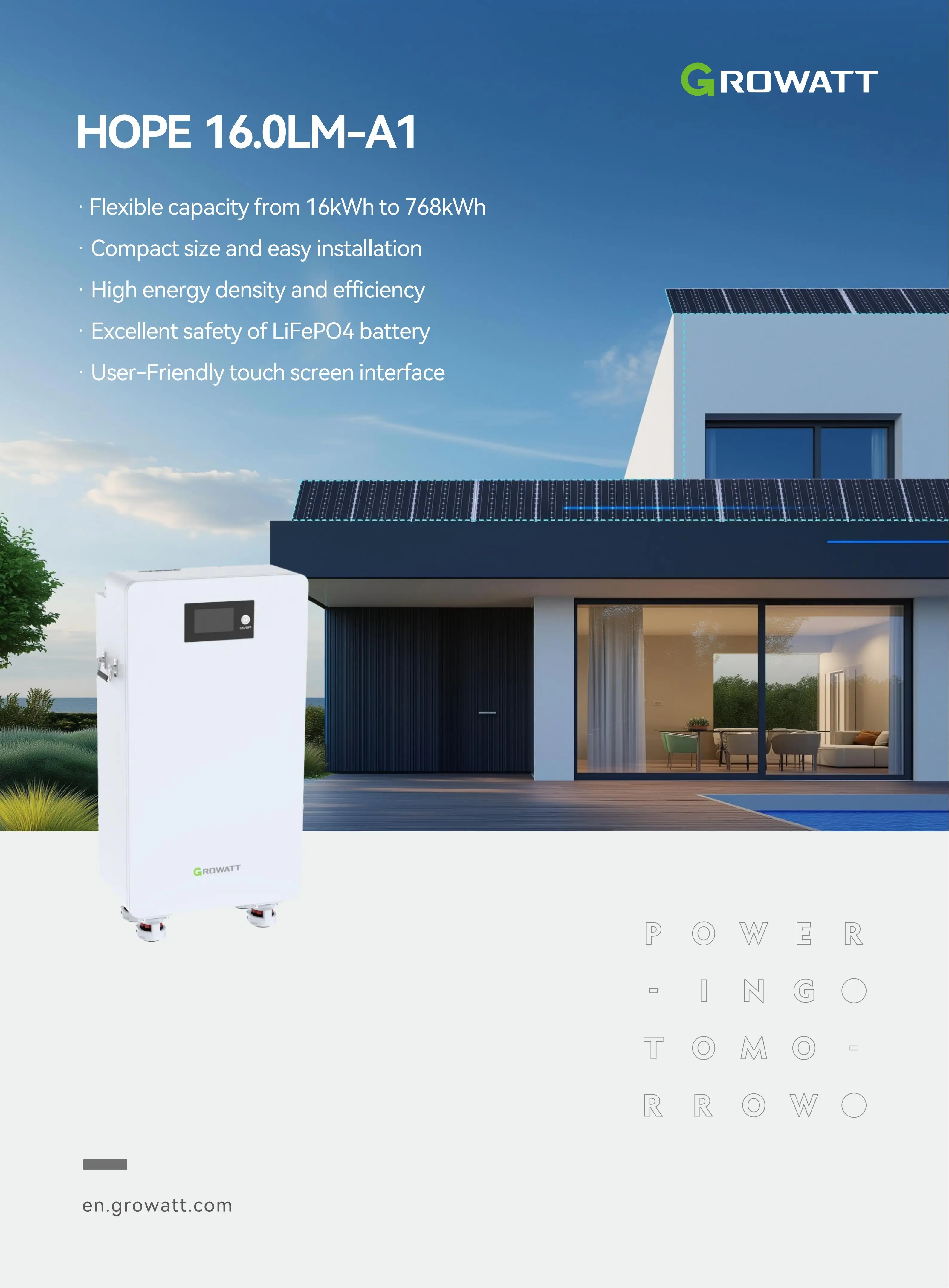 Growatt HOPE 16.0LM-A1 51.2V 314Ah 16kwh Energy Storage LiFePO4 Lithium ...