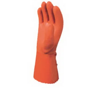 Orange Oil Resistant Water Proof Gloves Safety Working PVC Gloves