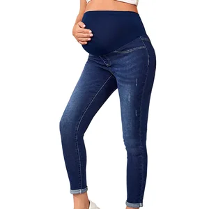 RTS  Pregnancy Clothes Women Maternity Jeans Cotton Breathable Elastic Skin-friendly Pregnant Denim Pants