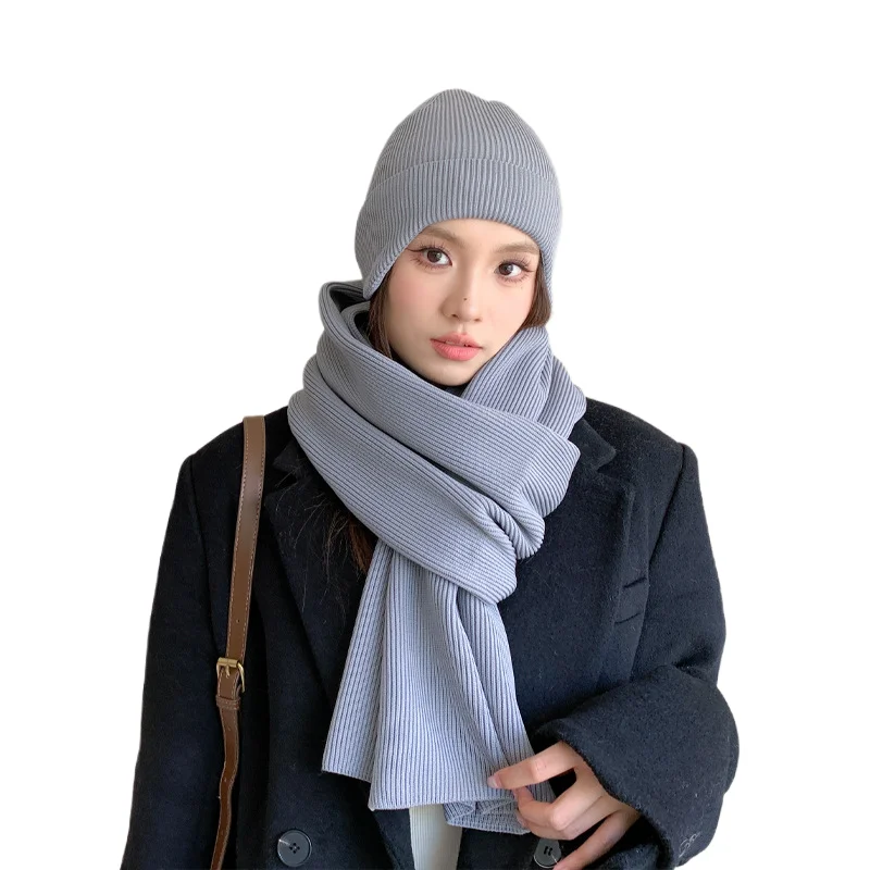 Alibaba.com: Pure Color Female Cashmere Winter Scarf Hat Set  display picture 3