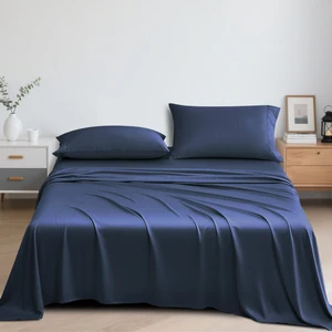 100% Bamboo Fiber Fitted Sheet Set 300TC OEKO-TEX Certified Customizable Solid Color Luxury Wedding Bedding