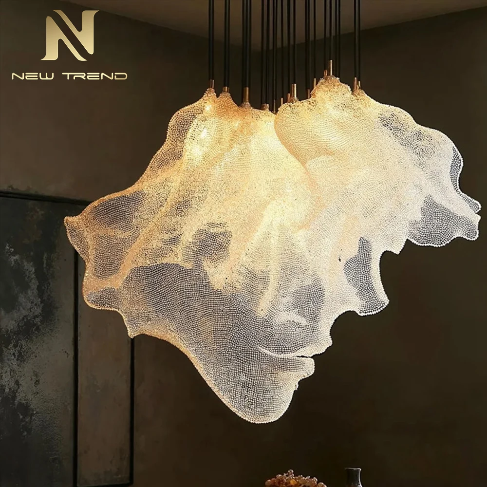 CPL-474 Contemporary Abstract Face Sculpture Chandelier – Custom Crystal Art Installation for Hotel Lobby & Showroom