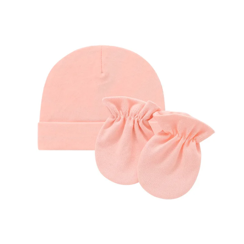 Шапочка и перчатки для новорожденных в европейском и американском стиле, детские перчатки против царапин, шапочка и варежки с принтом для детей 0-3 месяцев