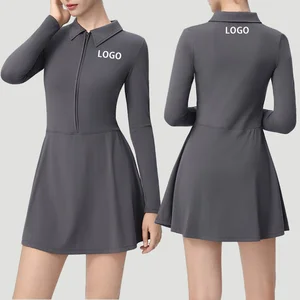Custom Colors Women's Sportswear Golf One-piece Tennis Dress Women's Long-sleeved Sports Fitness Yoga Dress Tennis Wear