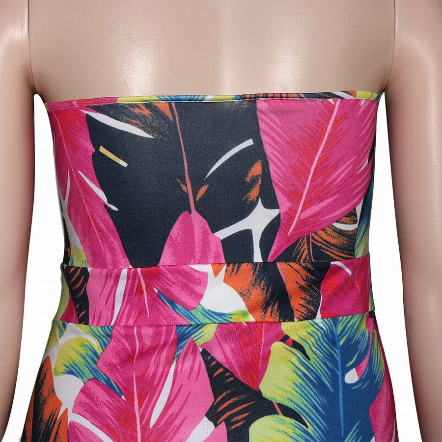 Foma P5075 summer 2021 women dresses S-5XL plus size digital printed sexy halter backless slit long maxi dress