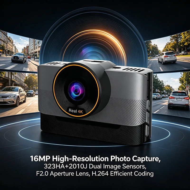 VIEVGUARB VS1132 Dash Cam Parking Monitor Loop Recording Night Vision G-Sensor App Control 4K UHD 1080P WiFi GPS IPS Display