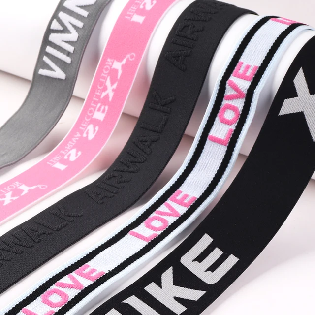 Adjustable Elastic Bands For Fitness Equipment Webbing 3cm Letter Pattern Yoga Underwear Nylon Elastic Ribbon