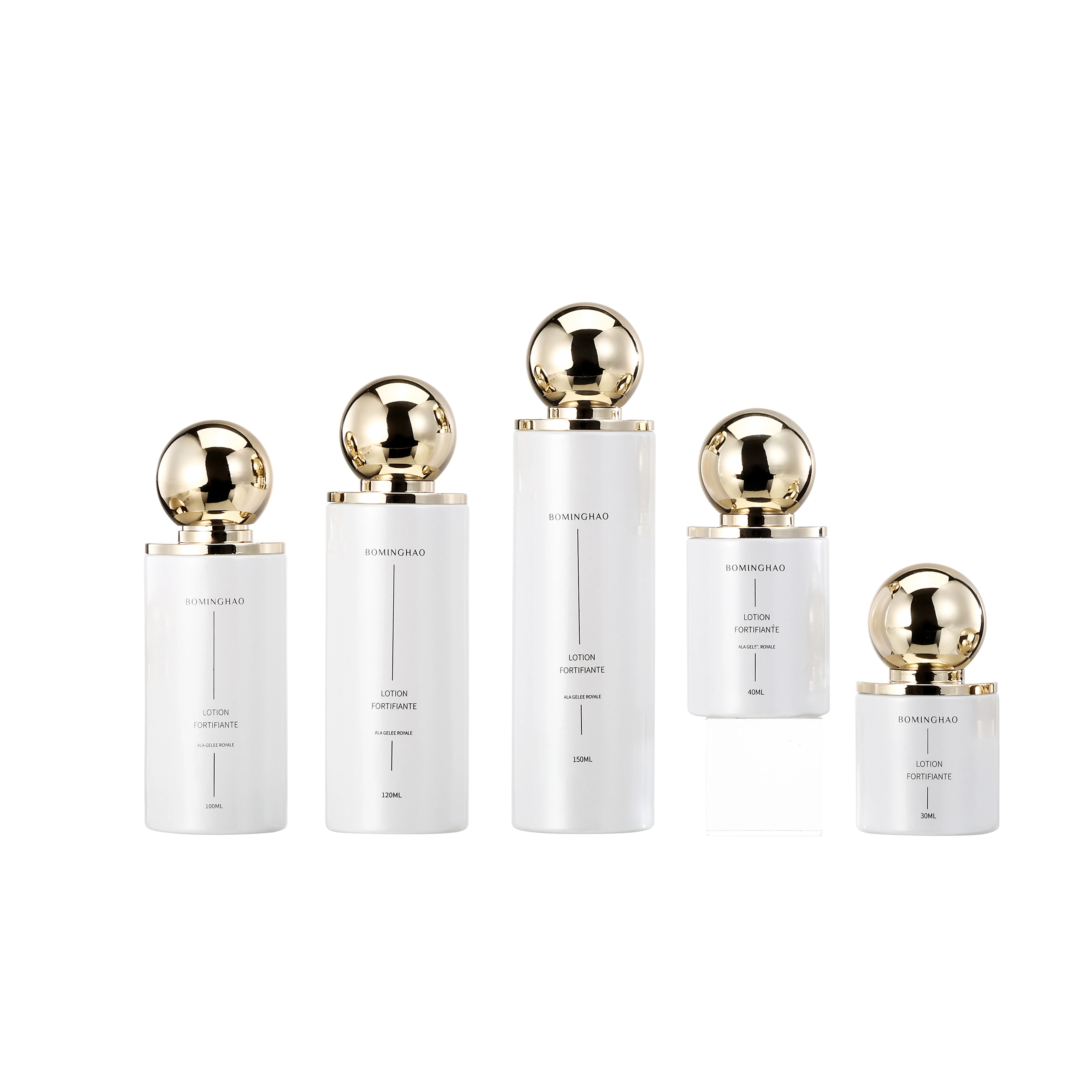 Custom Printed Empty Skincare Glass Lotion Bottle Pump Unique Coloured Gradient Cosmetic Packaging Set Flat for Skin Care Serum