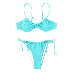 New Women High Waist Solid Color Beach Swimwear Casual Push up Sport Bikini Beachwear Biquini Swimsuit Wholesale Bathing Suits