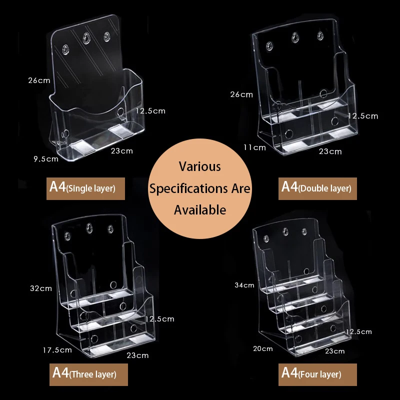 Custom A4 A5 A6 Acrylic Brochure Holder Standing Flyer Holders Acrylic Leaflet Display Stand Brochure Holder factory