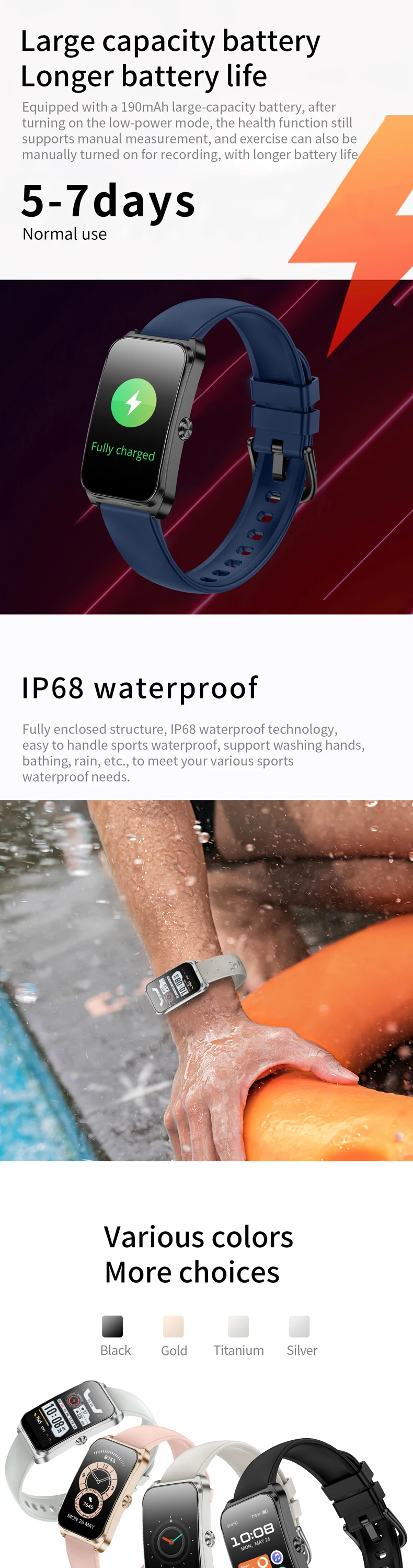 product km98 smart watch ladys fitness smart bracelet 147 inch screen vp60 heart rate gloryfit smartwatch women-4