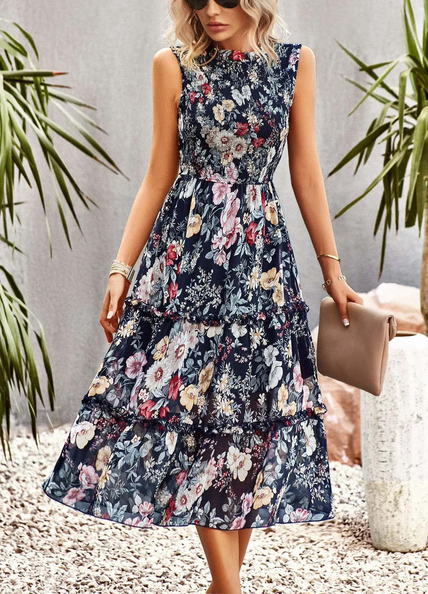 MOTERSC002 Spring Floral Dresses Women Lace Ruffles ALine Floral — free download