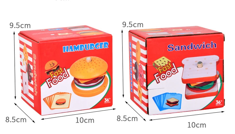 Hot Selling New Wooden Hamburger Sandwich Stacking Kitchen Pretend Play Toys Hobbies Baby Kids Other Toys For Children Girls