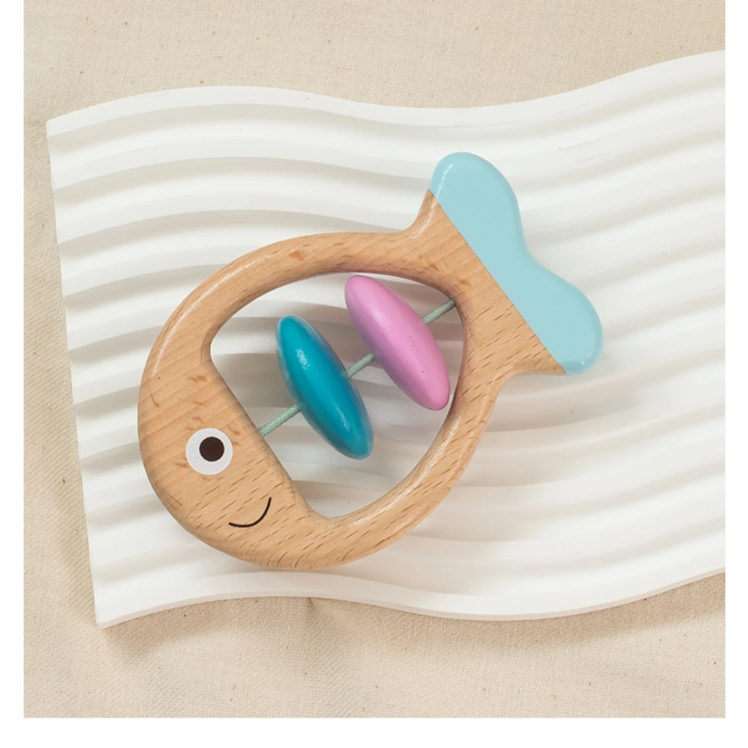 Wooden Baby Color Hand Rattle Five-piece Set Newborn Bed Bell Music ...