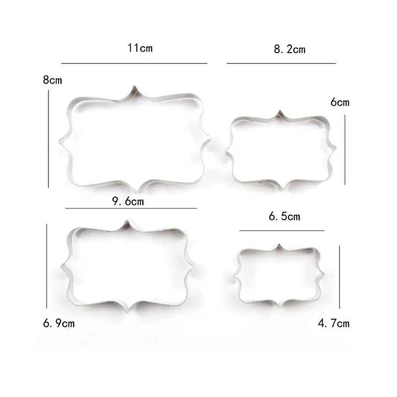 Square Frame Plaque stainless steel cookie cutter set rectangle and oval shape 