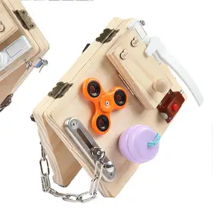 Wholesale Wooden Toys Life Training Hand Practice Busy Board Sensory Toys Montessori Educational Toys for Children