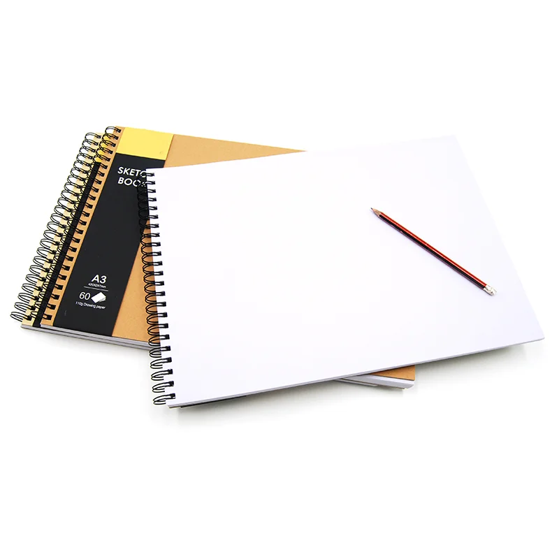 Классический поперечный блокнот спиральный формата A5 с пустыми листами подходит для рисования