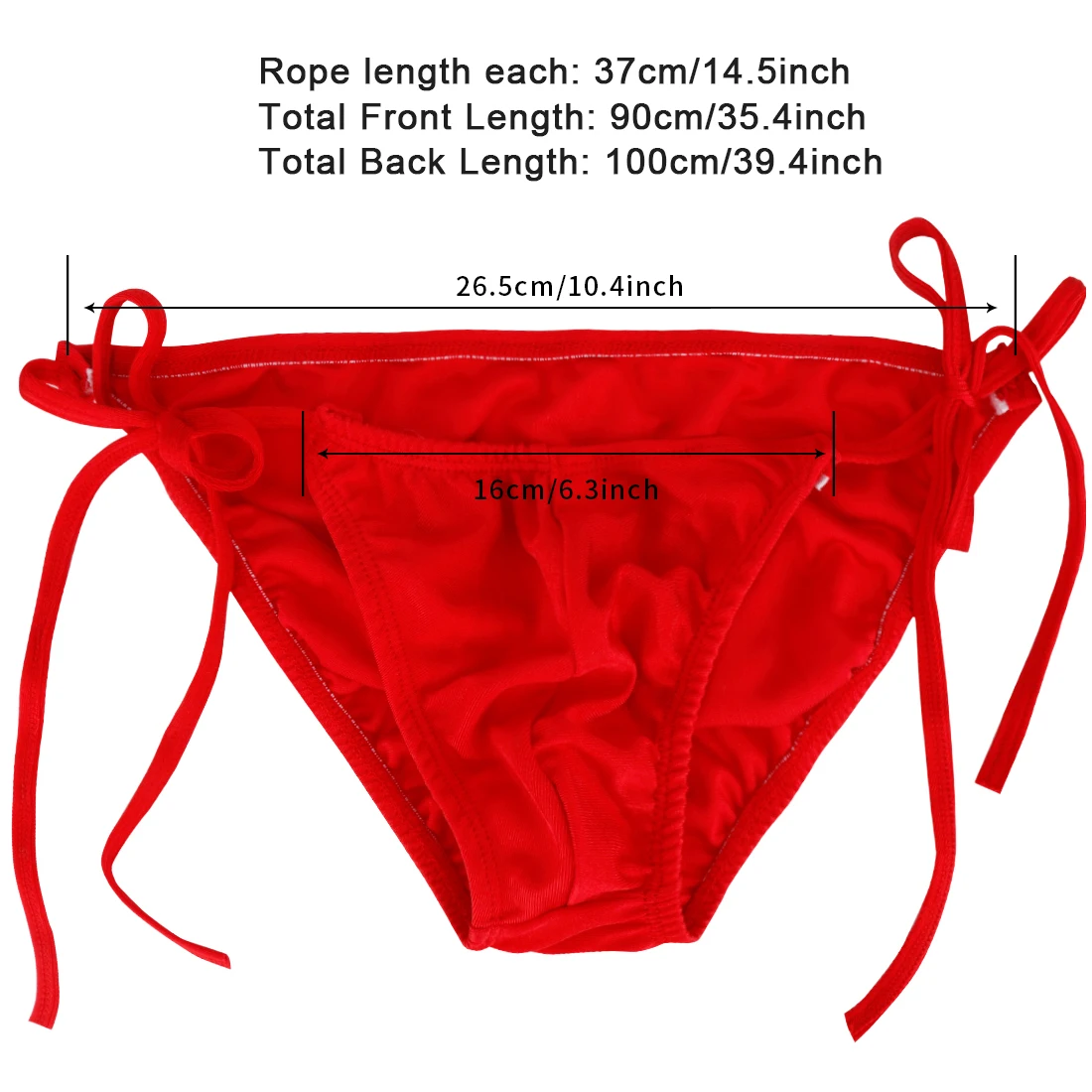 Mens Smooth Lingerie Bikini Thong Briefs with Bulge Pouch and Side Ties