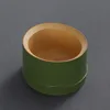 Green lacquered bamboo-shaped bowl