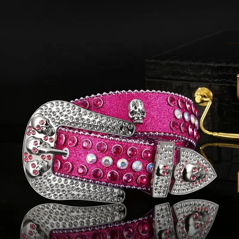 Western Leather Belt with Rhinestone BB SIMON Crystalbelt display picture 3