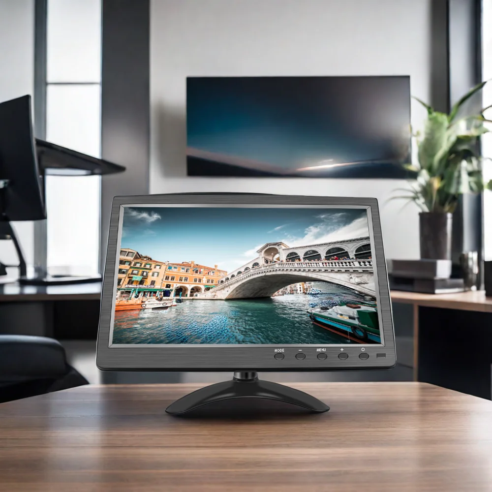 10.1 Inch Widescreen LED TFT LCD Desktop Computer Monitor with Speaker Small Size Capacitive VGA AV Input for Car TV
