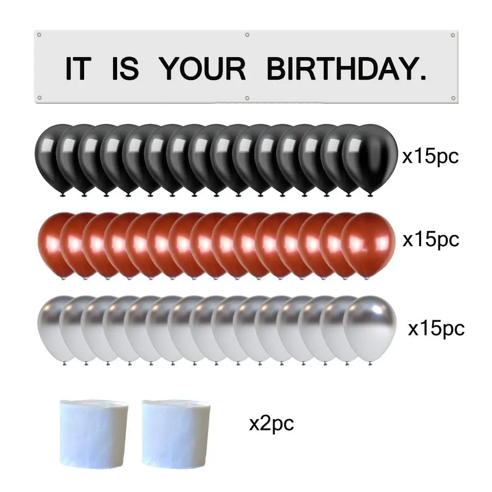 It Is Your Birthday The Office Birthday Banner Set Decorations Brown Black Gray Balloons White Crepe Stream Buy It Is Your Birthday Banner The Office Party Banner With Metal Hanging Rings It Is
