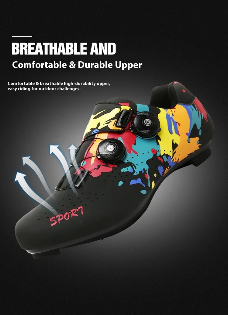 Men's Women's Locked Cycling Shoes Road Mountain Biking Power-Assisted Bicycle Outdoor Sport Graffiti Shoe Spring Summer Winter