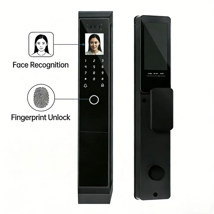 قفل باب ذكي أنيق التصميم مع التعرف على الوجه، وتخزين سحابي، وقفل أمني رقمي من شركة كايسستار