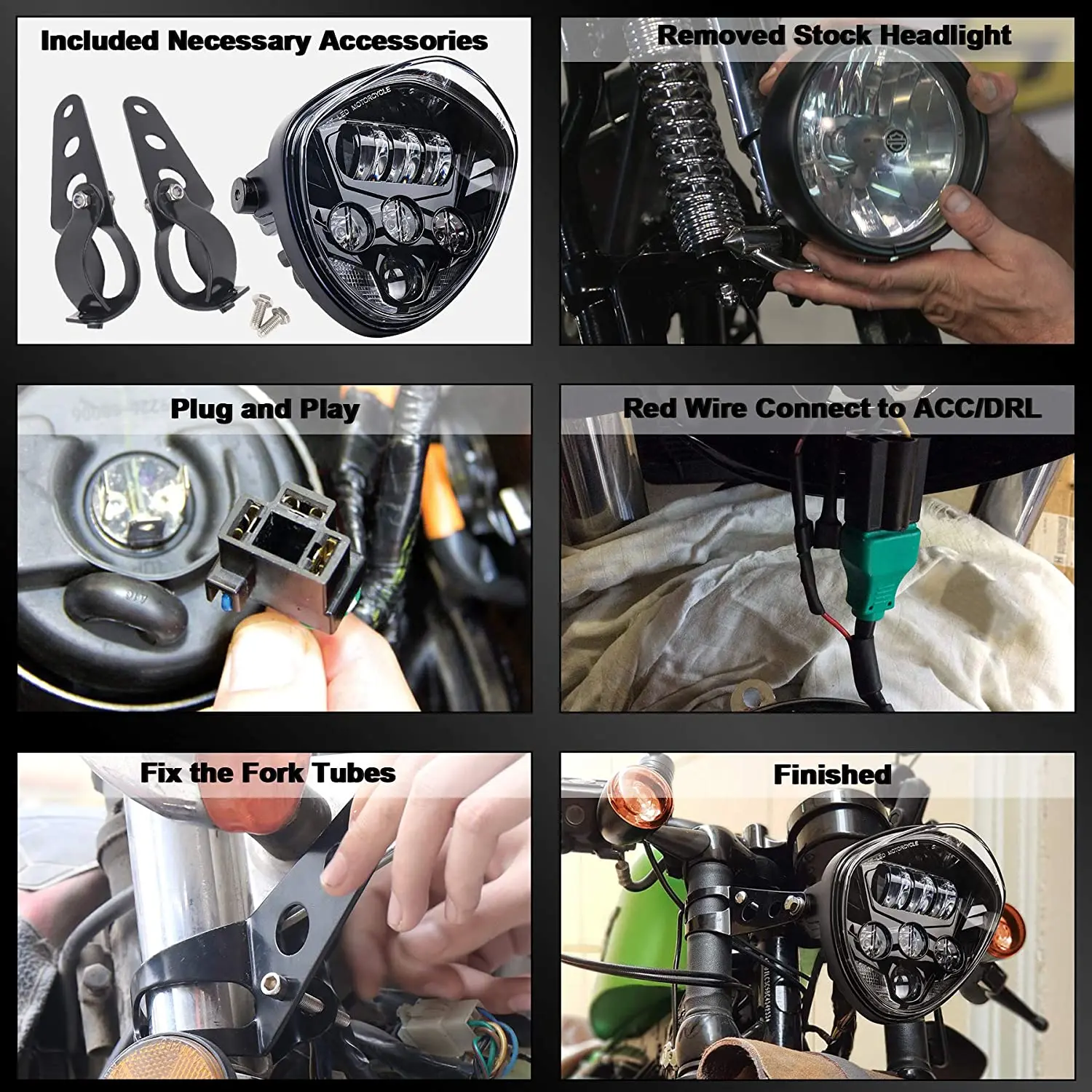 OVOVS 50w Motorcycle Led Headlight with DRL Turn Signal 7 Inch Headlight Assembly for Universal Motorcycles