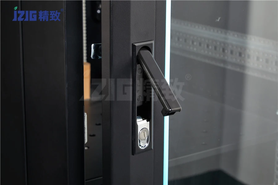 42U 19-Inch IT Network Server Rack Cabinet with Casters Steel Enclosure for Data Center Stock Product with Glass Door Front