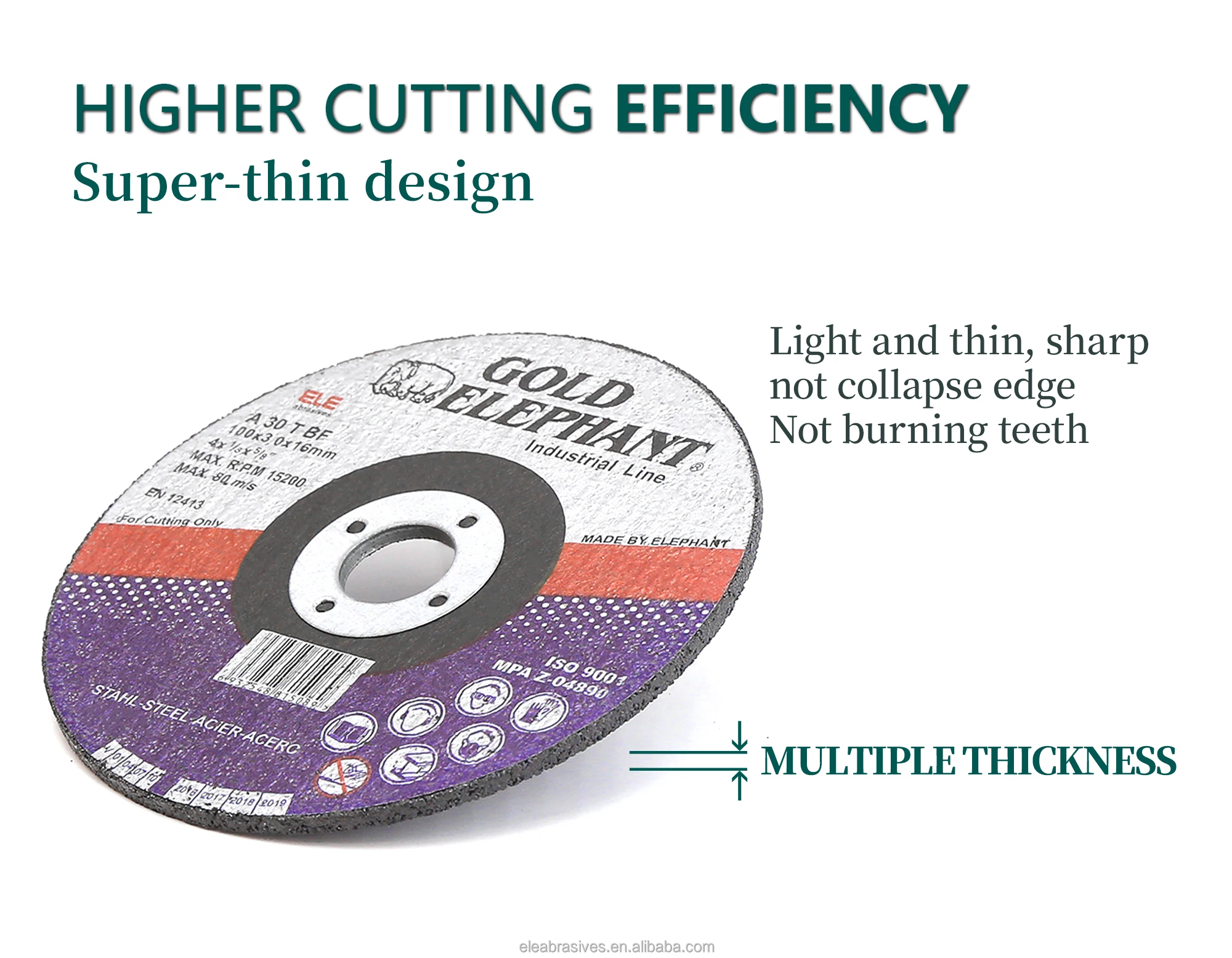 Gold Elephant High Efficiency 4 Inch Grinding Wheel 100x3.0x16mm