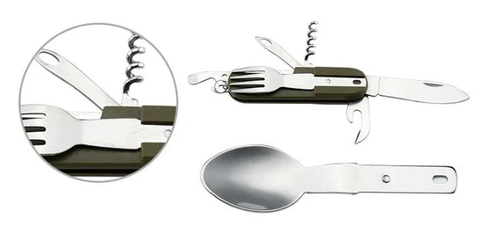 Best Detachable Camping Kit with Knife Fork Spoon Set LED Flashlight and Travel Cutlery Set for Outdoor Camping