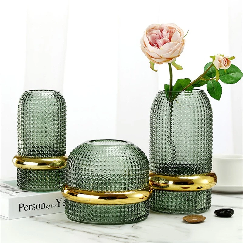 Unique Art Deco Handmade Glass Vase Tabletop Decorative Dry Flower Hydroponic Container for Home Use