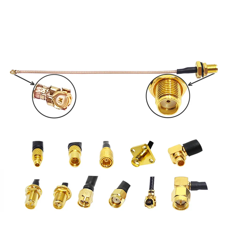 U.FL to SMA/MMCX/SMB Female Bulkhead Waterproof Mount Extension Antenna With Pigtail RG178 Cable Assembly 10CM