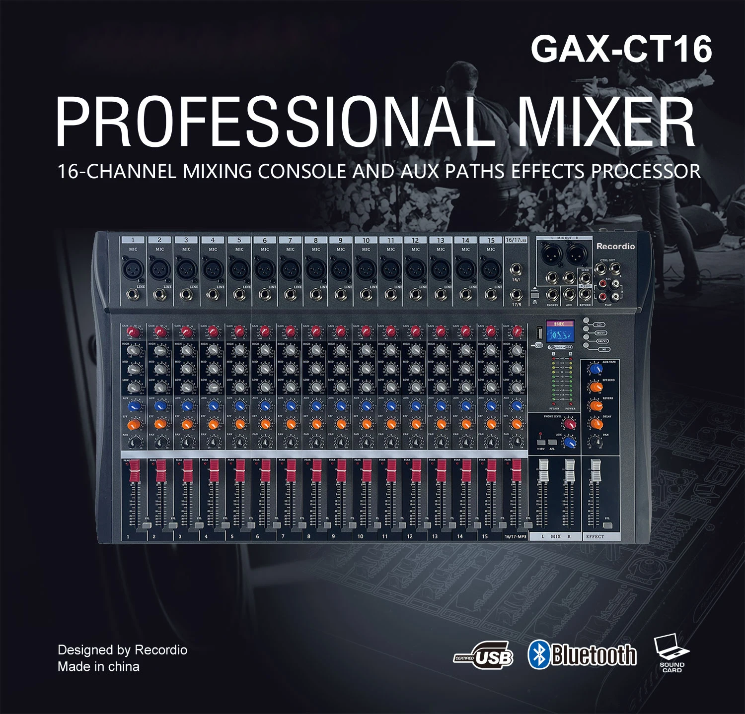 Mixer Audio Weymic CK-160 16 Canali - Con USB, Bluetooth Per DJ, Karaoke E Registrazione