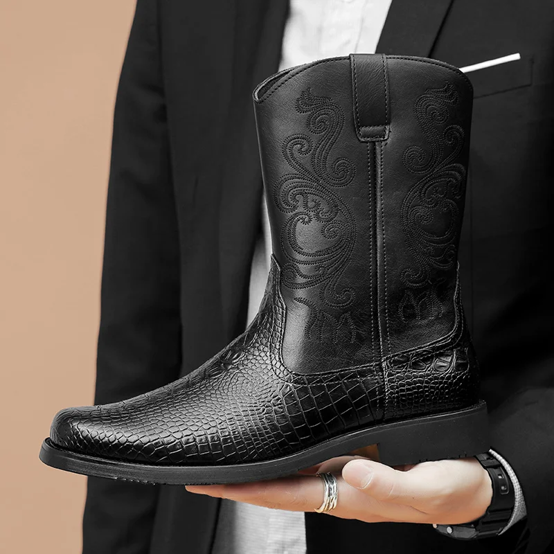 Bottes Western FRYE Homme - 10 1/2 D - Semelles Neuves Goodyear - Fabriquées USA - Noir