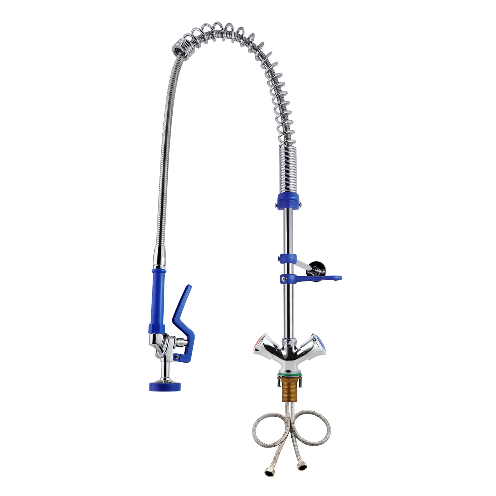 Commercial Dual Handle Pull Pre Rinse Deck Mounted Faucet Adjustable Height EasyInstall Handwheels Options Kitchen Sink Single supplier