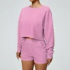 Manica lunga casual rosa brillante