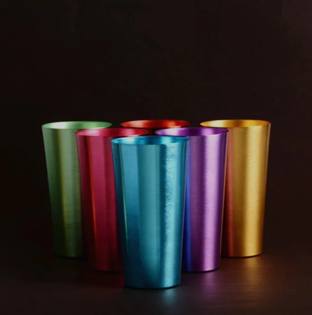 Vintage Colored 16 Ounce Set of 6 Aluminum Pint Cup Retro Aluminum Tumblers  Colorful Aluminum Beer Cup