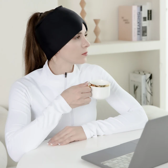 Gel Ice Migraine Relief Cap, Migraine Relief Ice Hat, Comfortable & Stretchable Ice Pack Eye Mask for Puffy Eyes, Tension