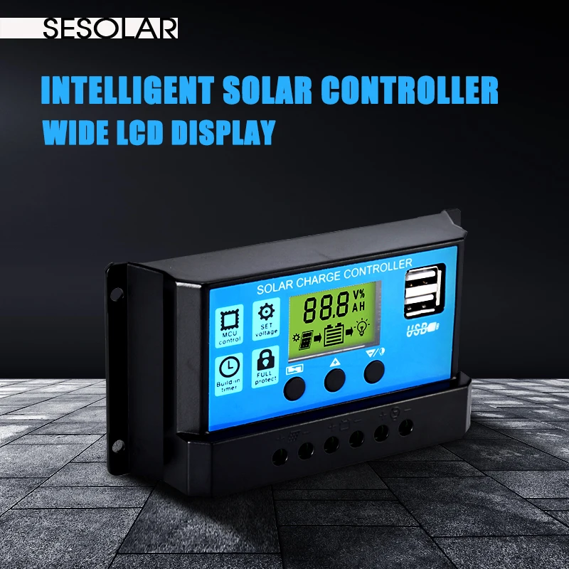 SUYEEGO 10a to 60a Pwm Solar Charge Controller 12v 24v Connect Solar Panel 300w 400w 100w for Home Solar System