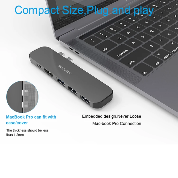 Pulwtop горячая Распродажа 6 в 1 дорожный адаптер Тип c usb c концентратор hd 4k pd type-C док-станция