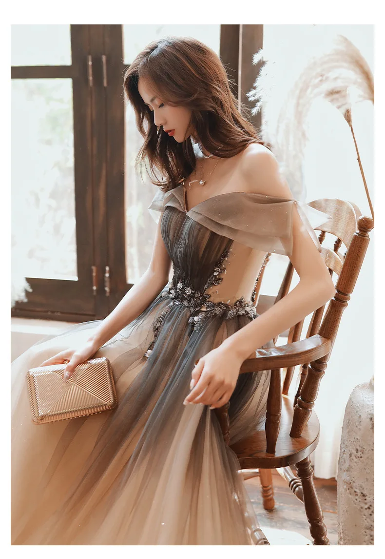 French Evening Dress Female 2022 New Summer Strapless Meeting Dress