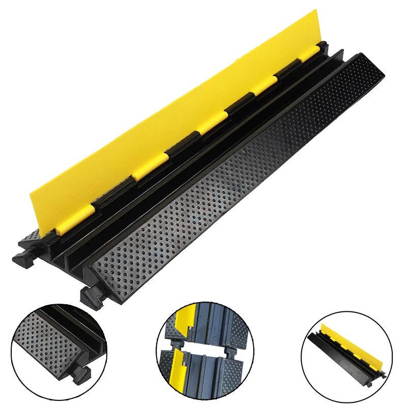 Rampart de câble en caoutchouc ou PVC sur mesure 2 canaux, protection de câble OEM