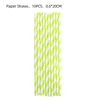 Yellow-10pcs stripe paper straw