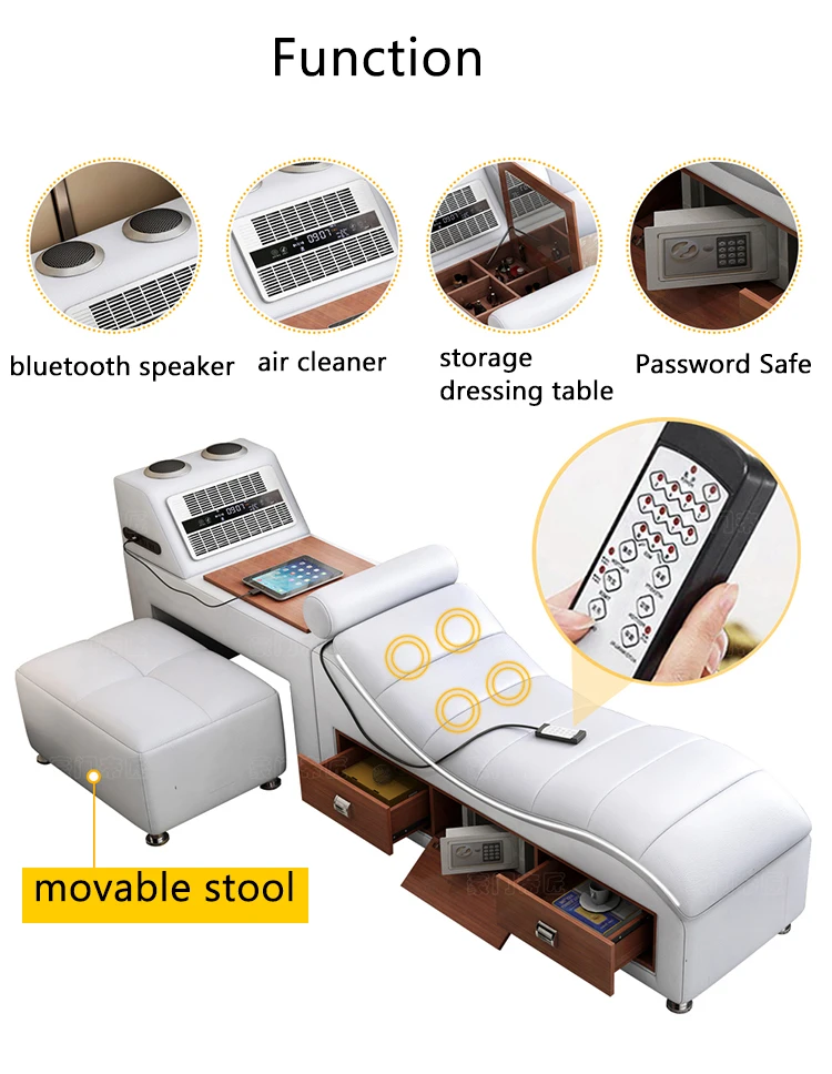 Tatami Bed Modern Leather Electric Massage Beds Bedroom Furniture