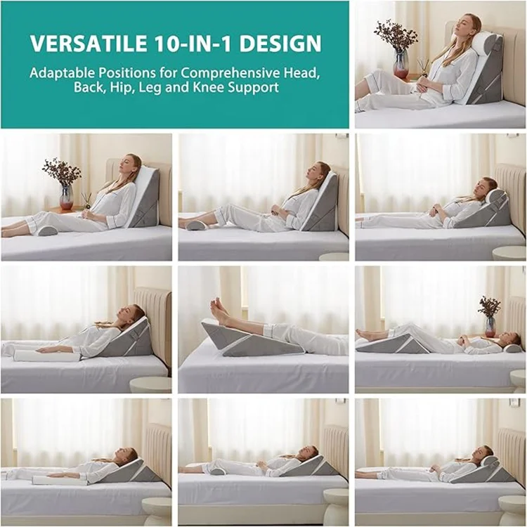 Sleeping Wedge Pillow Adjustable Memory Foam Incline Pillow for After Surgery Acid Reflux and Snoring Triangle Wedge Pillows