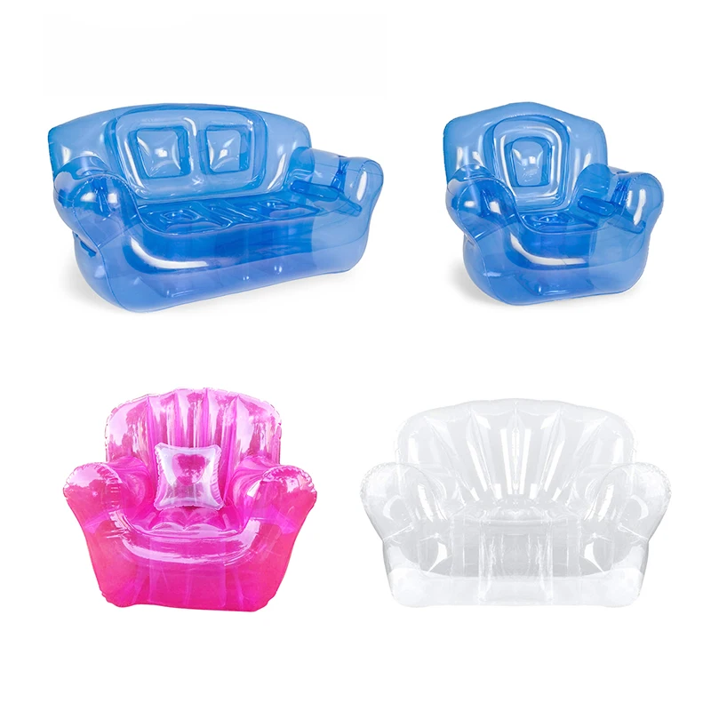 Transparent Inflatable Chair Clear PVC Inflatable Single Sofa Outdoor Indoor Blow up Couch for Bedroom